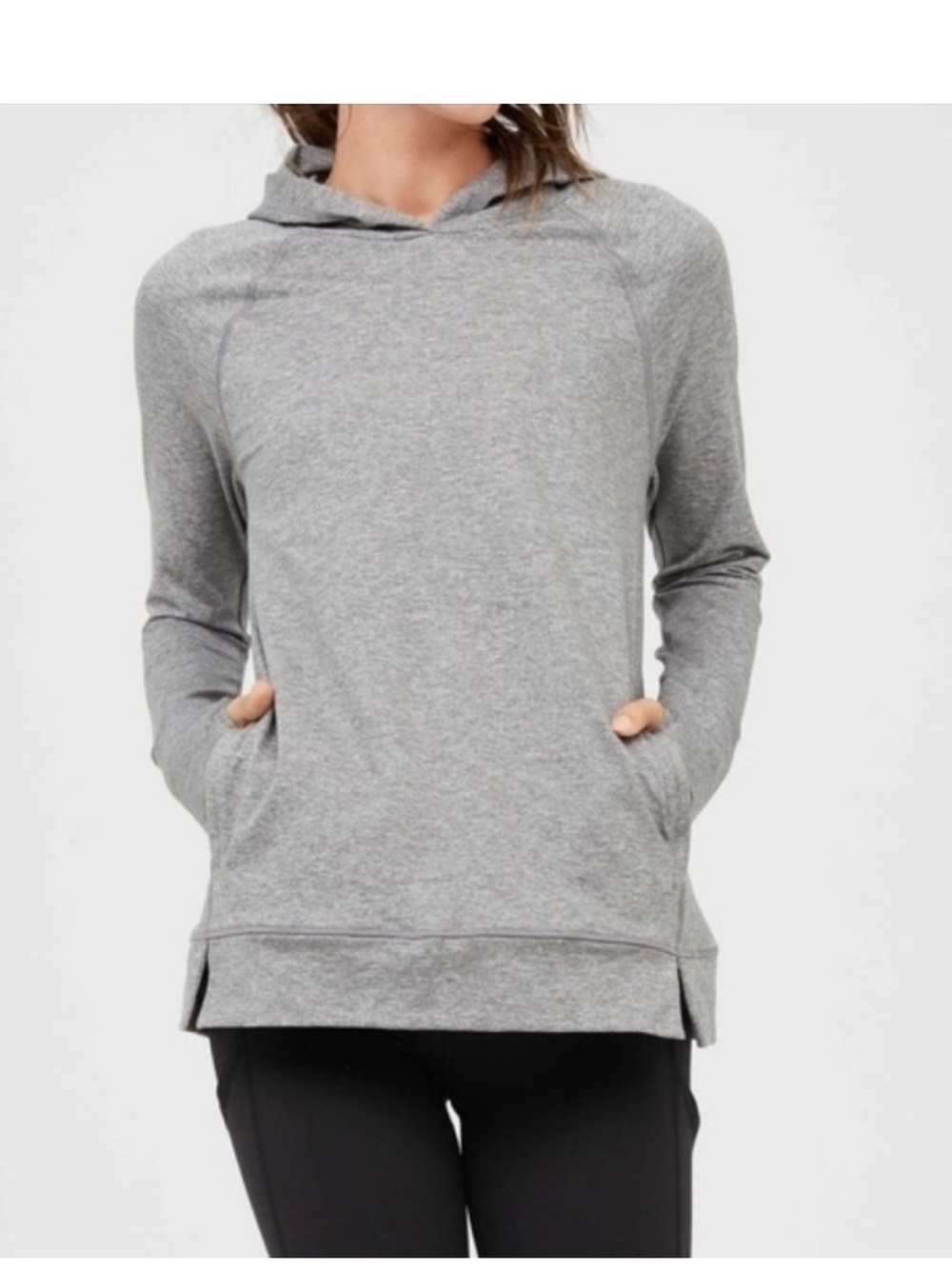Offline by Aerie Foldover Soft Hugger Long Sleeve Hoodie Heathered Grey Small